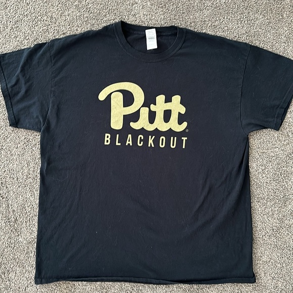 3/$15 PITT BLACKOUT T-SHIRT BASKETBALL FOOTBALL BLACK & GOLD SZ XL HEAVY COTTON - Picture 3 of 3